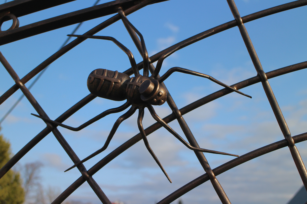 Brána vykovaná ako pavučina s pavúkom